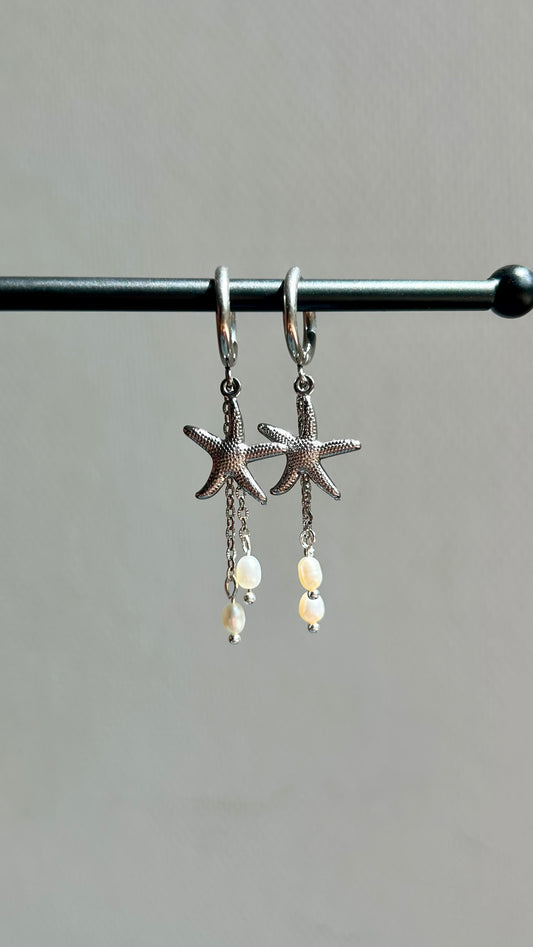 Nalu - Silver Dangle Hoop Earrings