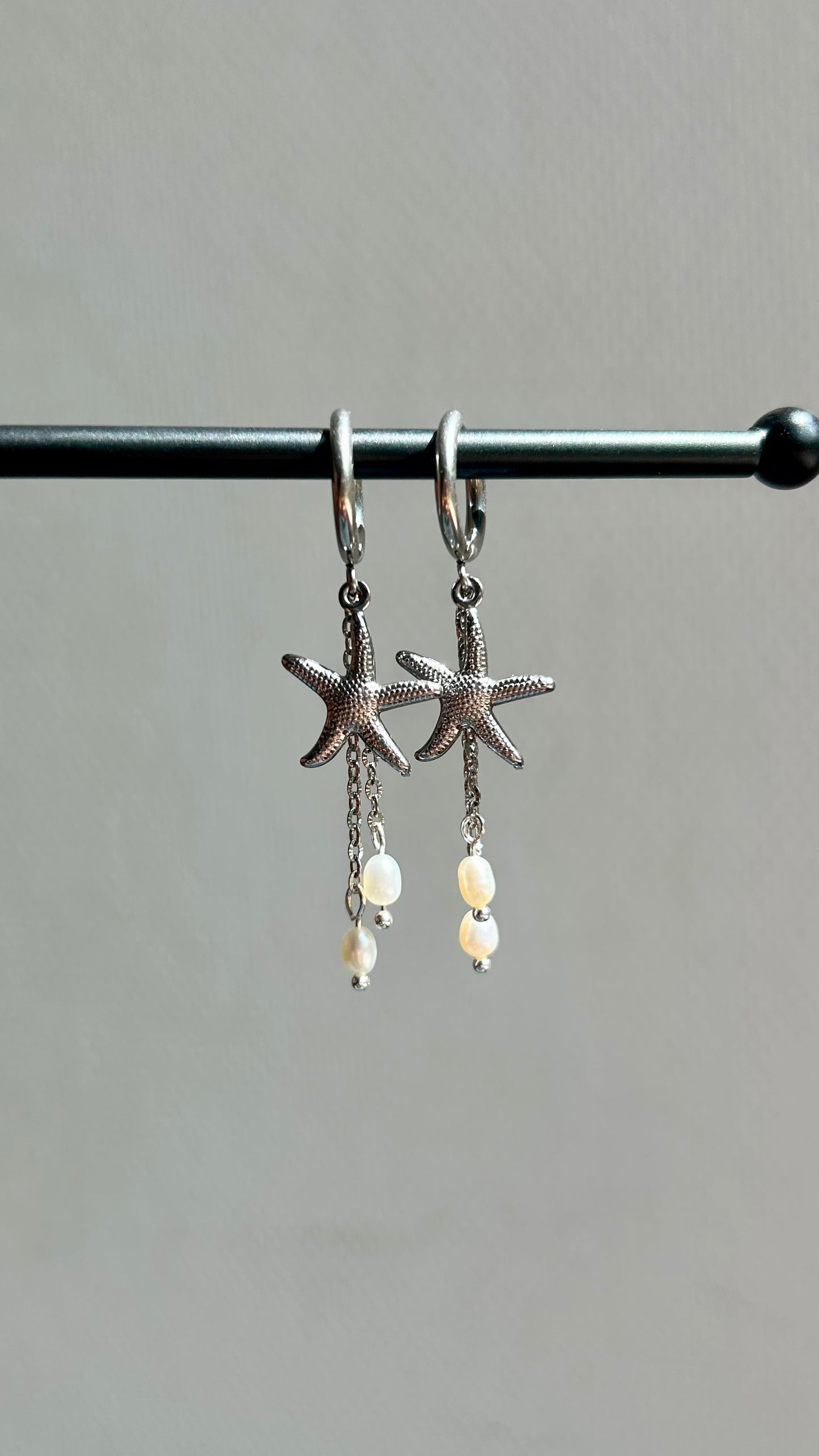 Nalu - Silver Dangle Hoop Earrings