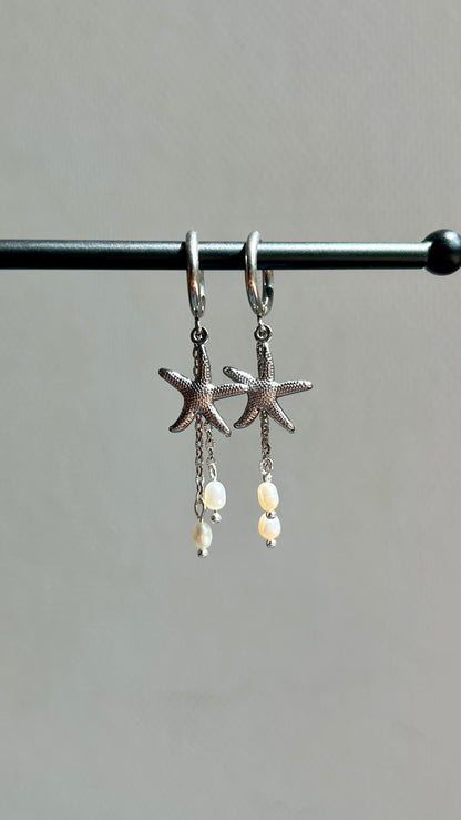 Nalu - Silver Dangle Hoop Earrings